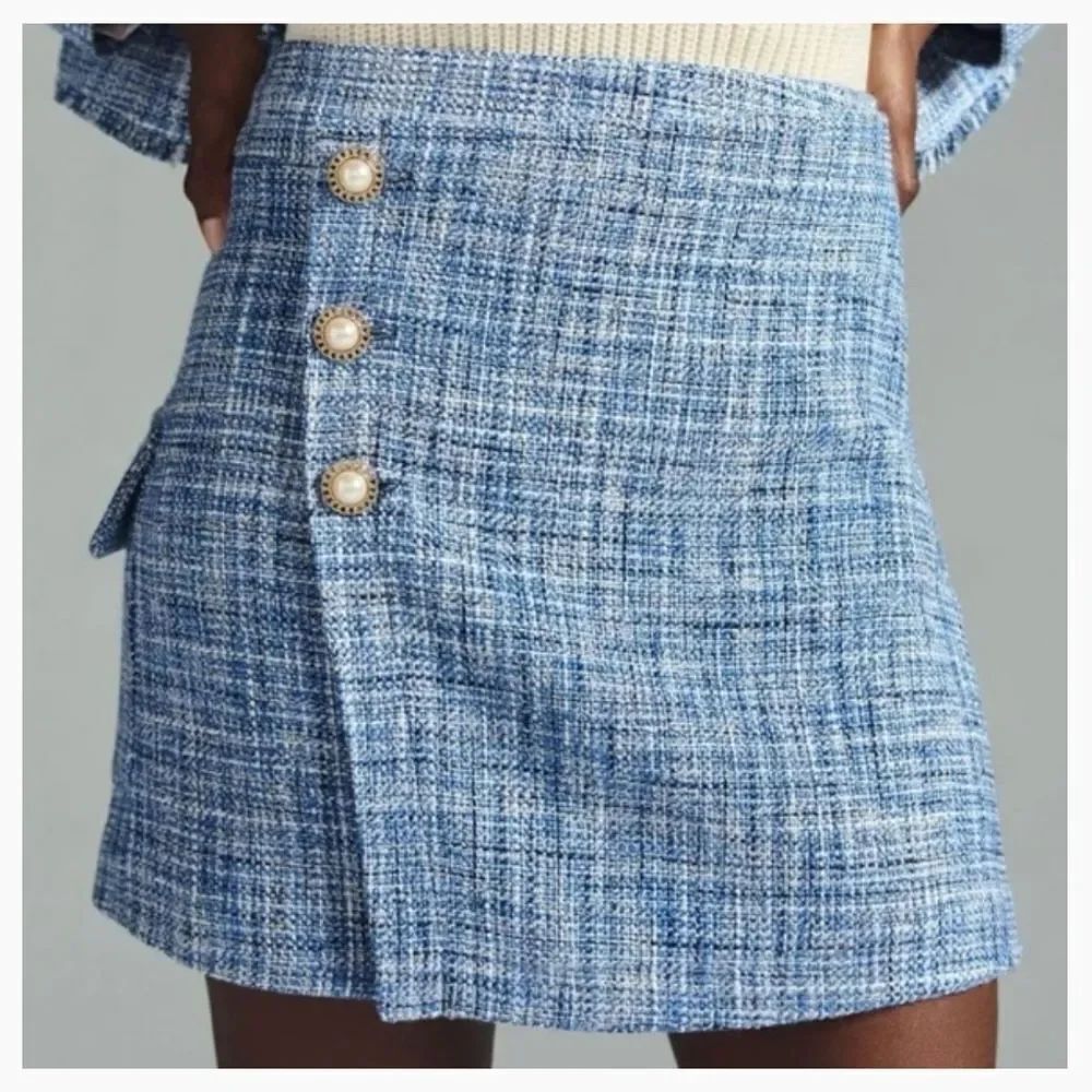 Anthropologie Maeve Tweed A-Line Mini Skirt | Blue | Size 6